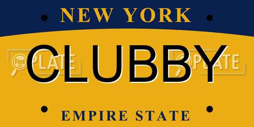 CLUBBY New York License Plate