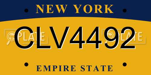 CLV4492 New York License Plate