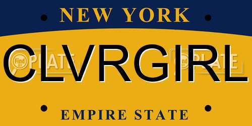 CLVRGIRL New York License Plate