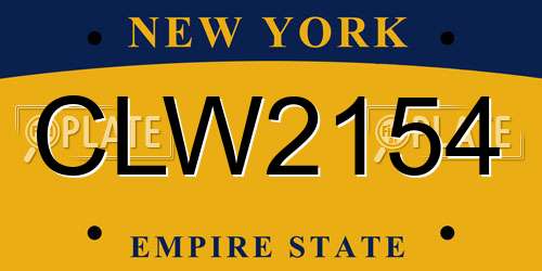 CLW2154 New York License Plate