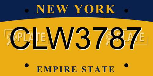CLW3787 New York License Plate