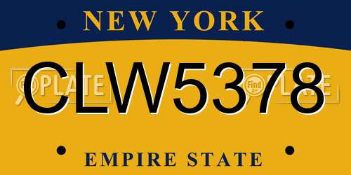 CLW5378 New York License Plate