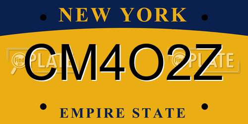 CM4O2Z New York License Plate