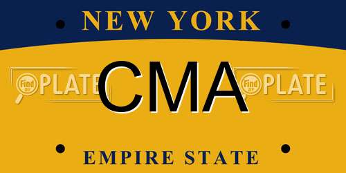 CMA New York License Plate