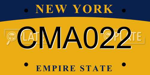 CMA022 New York License Plate