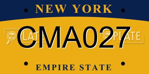 CMA027 New York License Plate