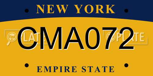 CMA072 New York License Plate