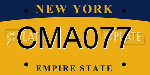 CMA077 New York License Plate