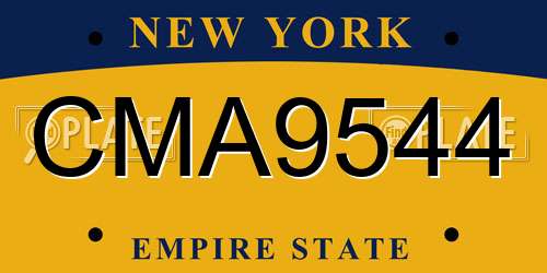 CMA9544 New York License Plate