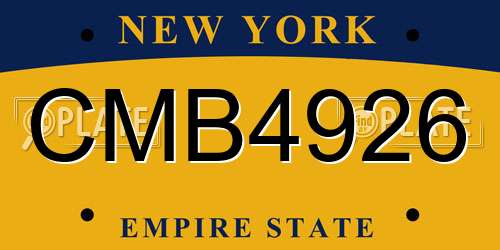 CMB4926 New York License Plate