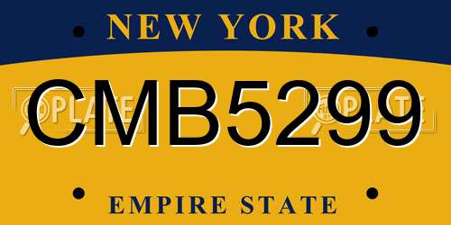 CMB5299 New York License Plate