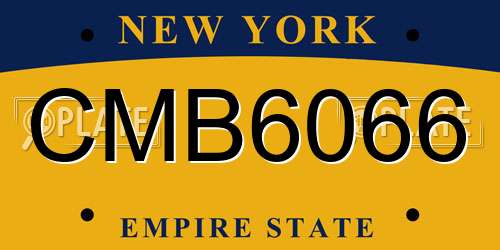 CMB6066 New York License Plate