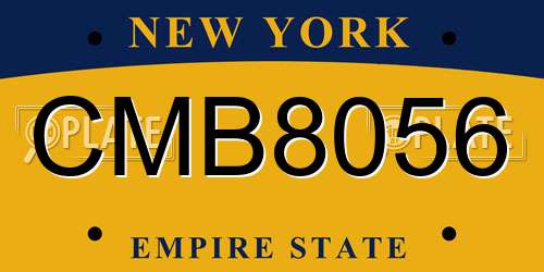 CMB8056 New York License Plate