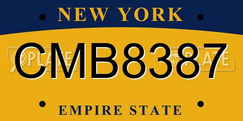 CMB8387 New York License Plate