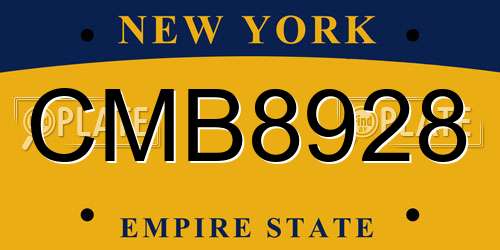 CMB8928 New York License Plate