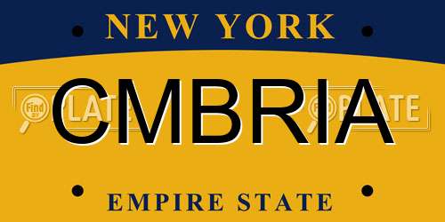 CMBRIA New York License Plate