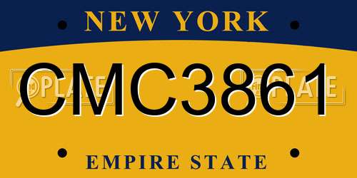 CMC3861 New York License Plate
