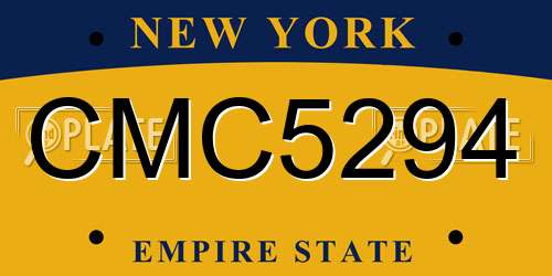CMC5294 New York License Plate