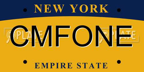 CMFONE New York License Plate