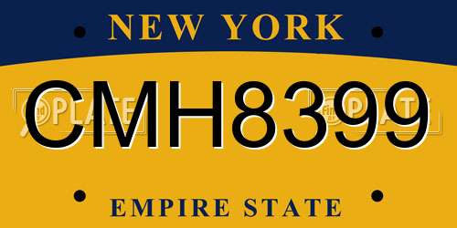 CMH8399 New York License Plate