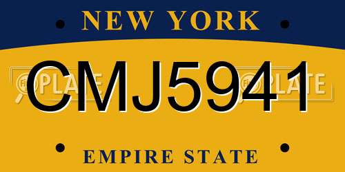 CMJ5941 New York License Plate