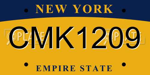 CMK1209 New York License Plate