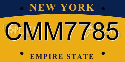 CMM7785 New York License Plate