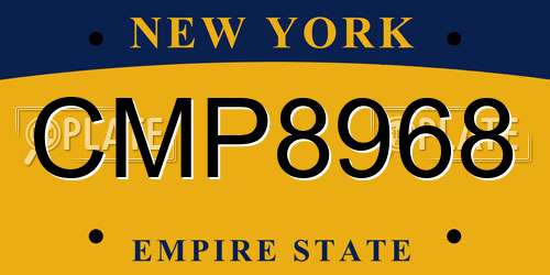 CMP8968 New York License Plate