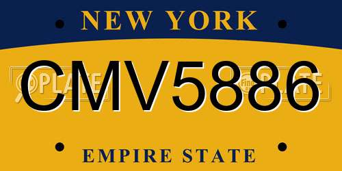 CMV5886 New York License Plate