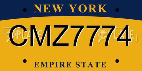 CMZ7774 New York License Plate