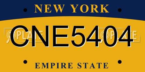CNE5404 New York License Plate