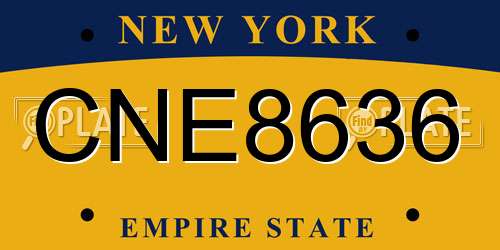 CNE8636 New York License Plate