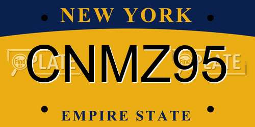 CNMZ95 New York License Plate