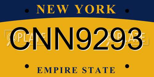 CNN9293 New York License Plate