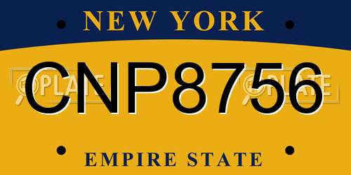 CNP8756 New York License Plate