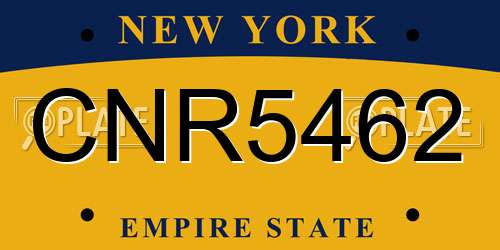 CNR5462 New York License Plate