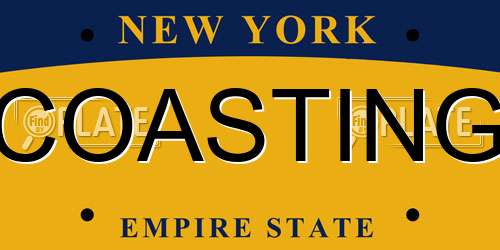 COASTING New York License Plate
