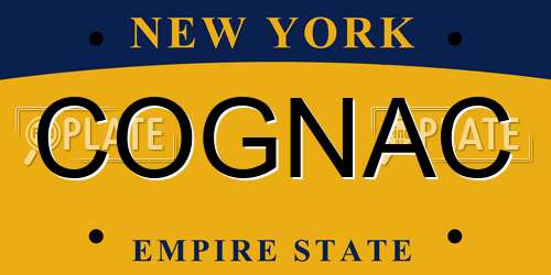 COGNAC New York License Plate