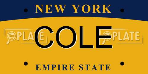 COLE New York License Plate