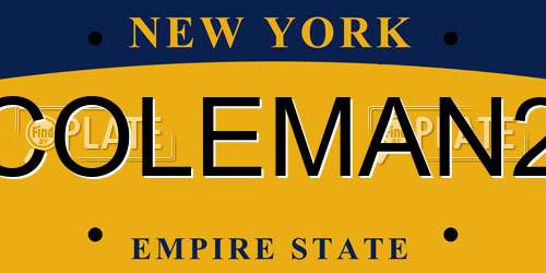 COLEMAN2 New York License Plate