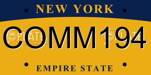 COMM194 New York License Plate