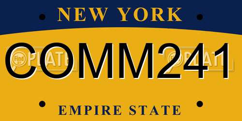 COMM241 New York License Plate