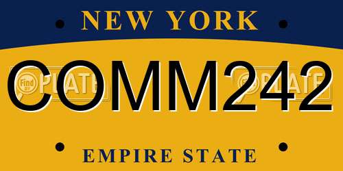 COMM242 New York License Plate