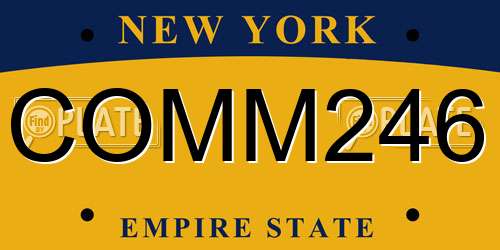 COMM246 New York License Plate