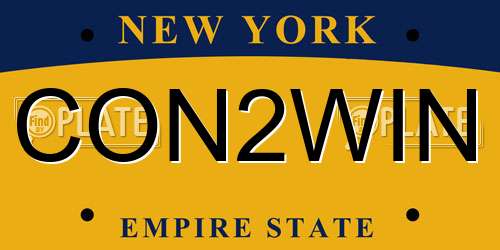 CON2WIN New York License Plate