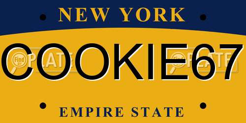 COOKIE67 New York License Plate