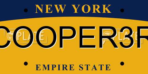 COOPER3R New York License Plate