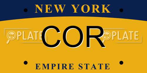 COR New York License Plate