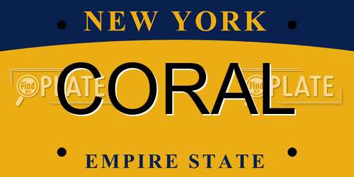 CORAL New York License Plate