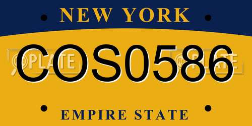 COS0586 New York License Plate